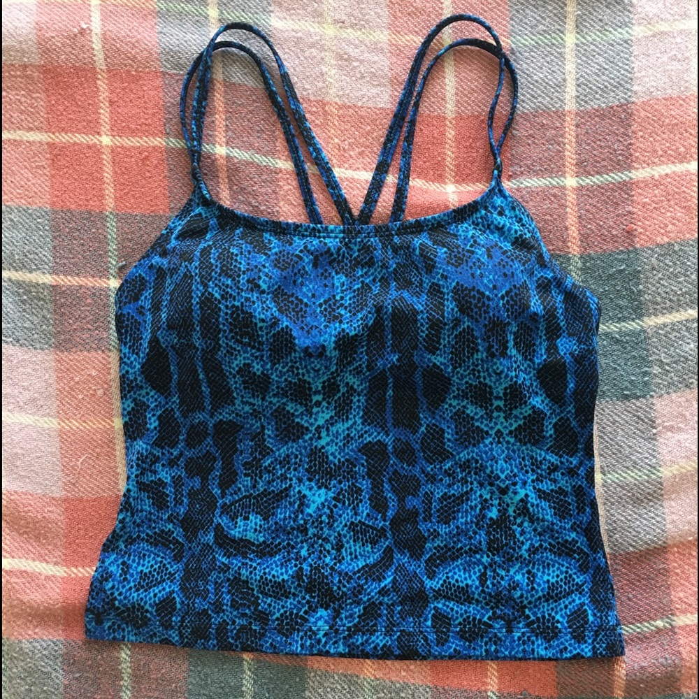 Blue and black pattern tankini size 12